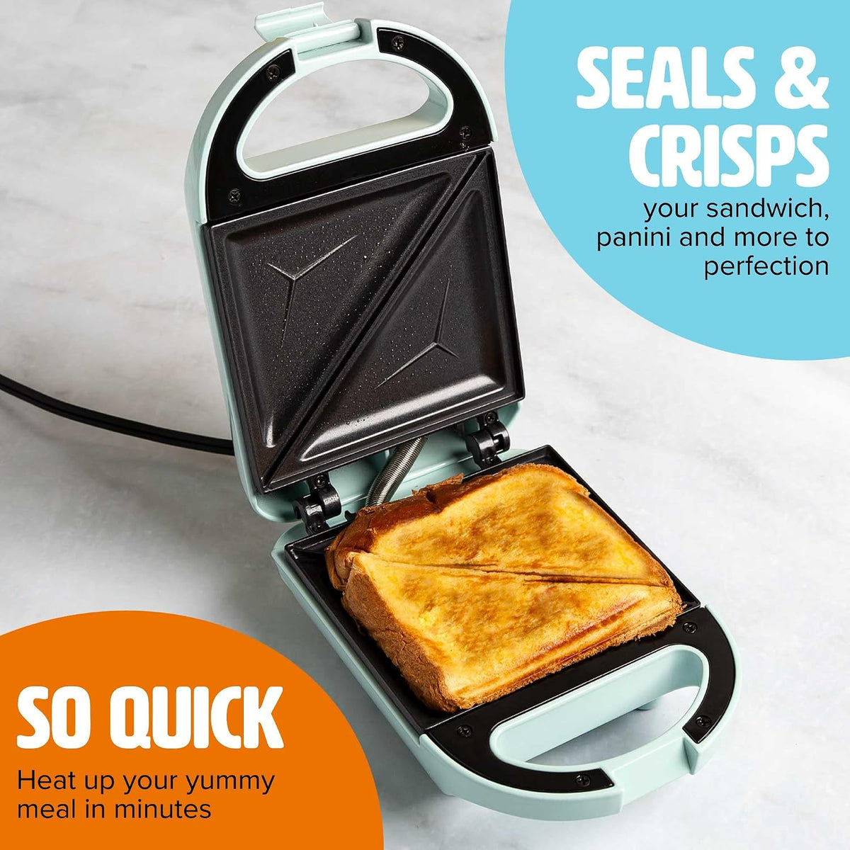 Tasty Mini Sandwich Maker, Aqua