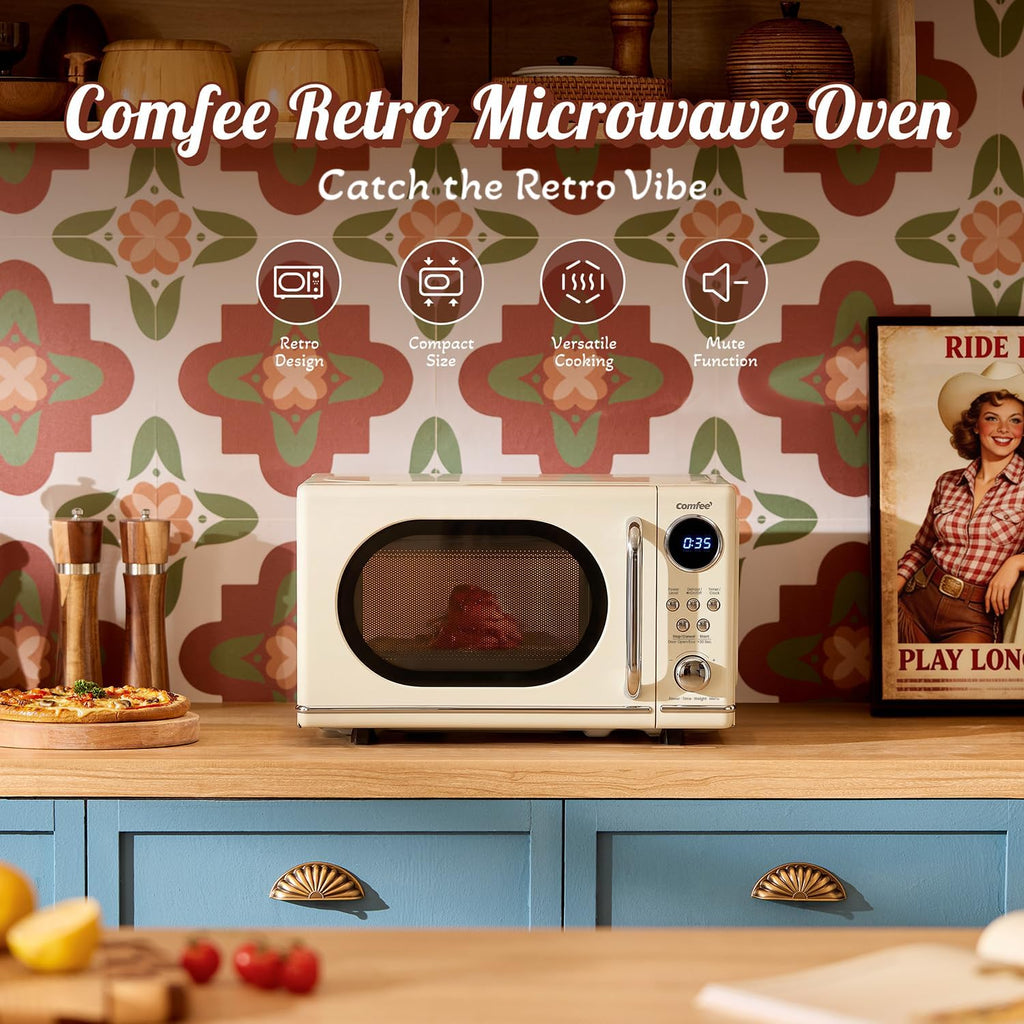 COMFEE Retro Countertop Microwave in Apricot