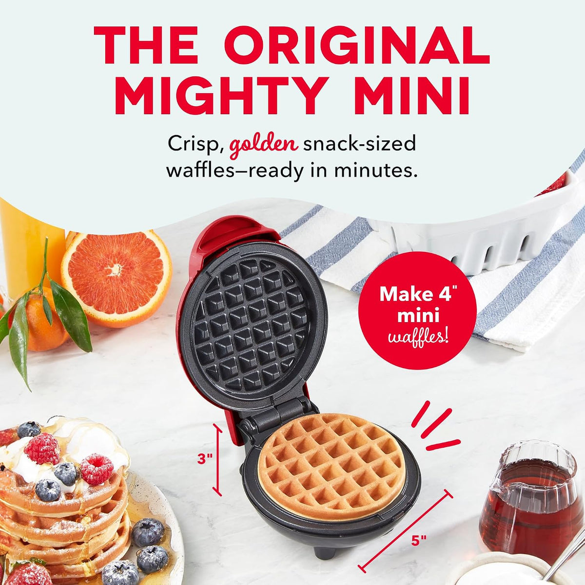 DASH Red Mini Waffle Maker