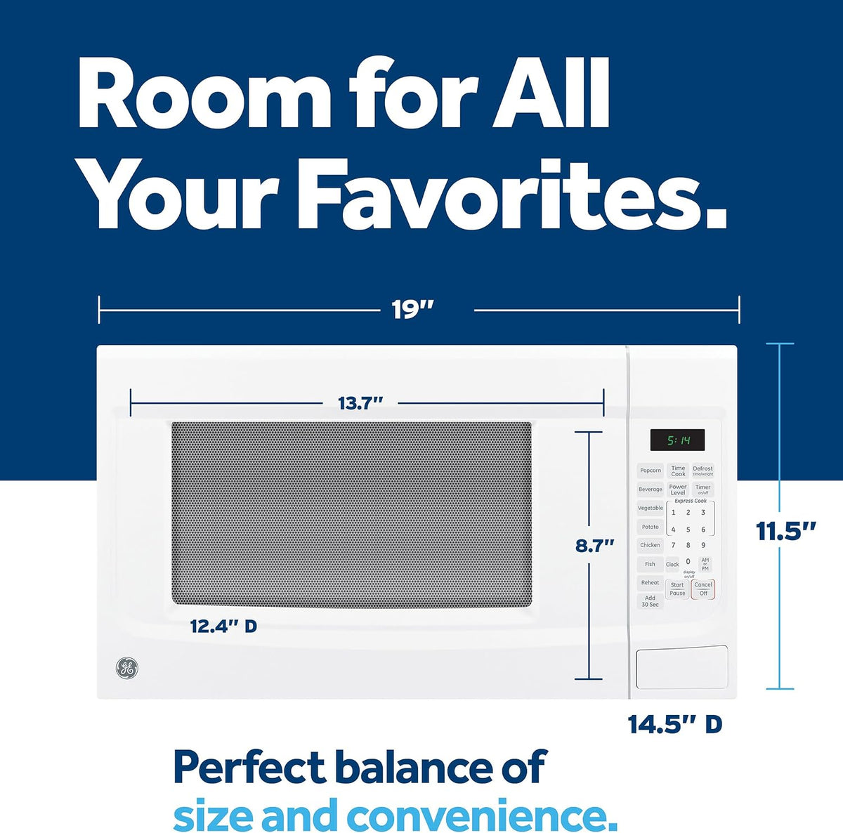 GE Countertop Microwave Oven, White
